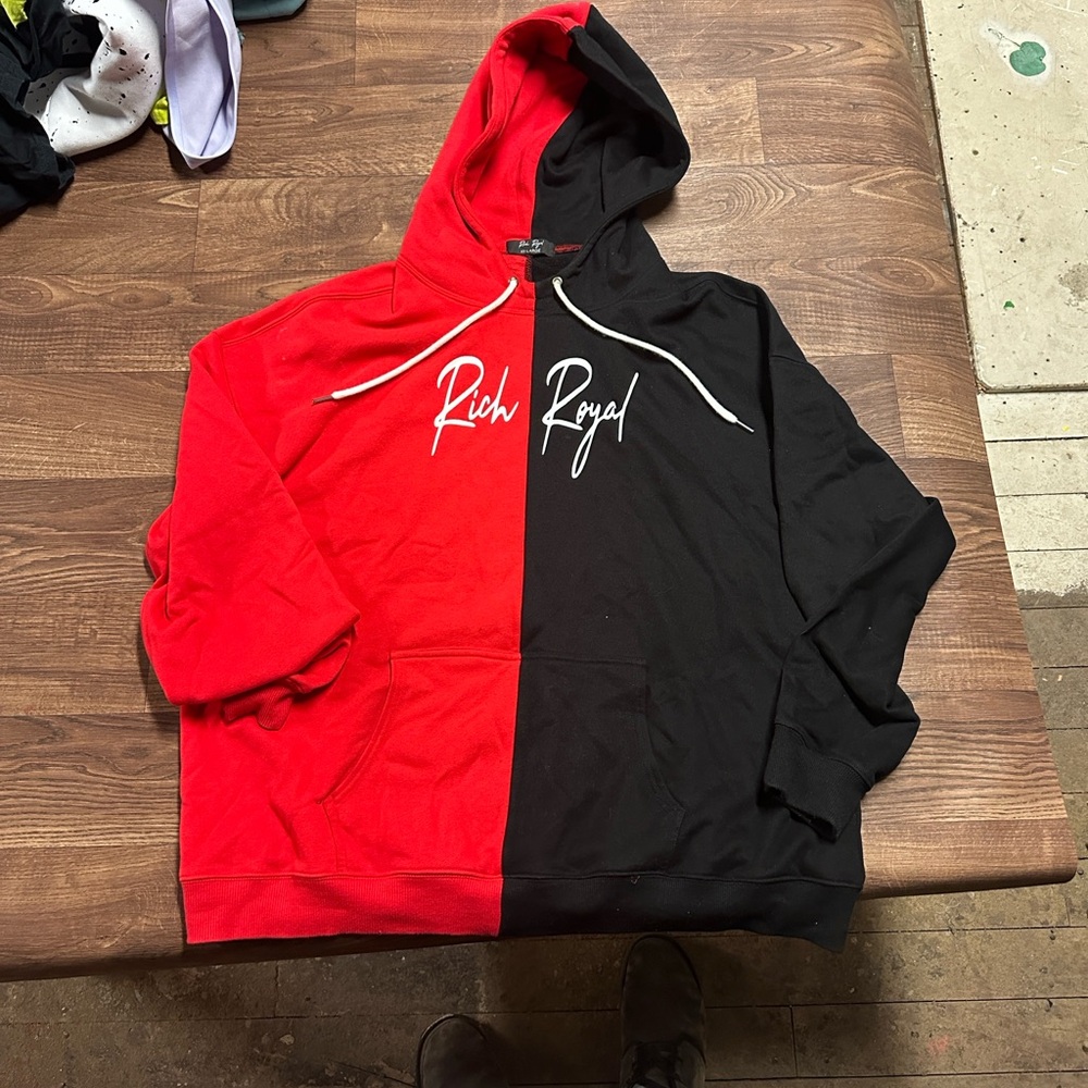 Two-Tone Red and Black Hoodie